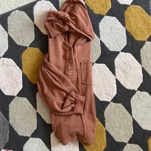 BKE waffle knit Puff sleeve hoodie